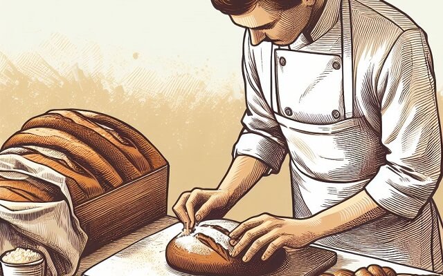 boulanger qui prépare le pain